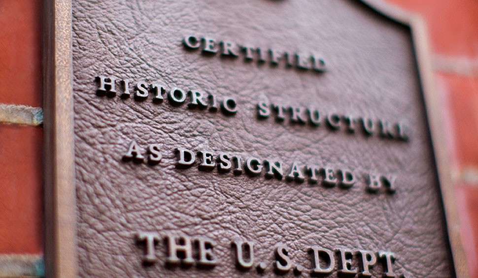 close up of plaque that says "certified historic structure"